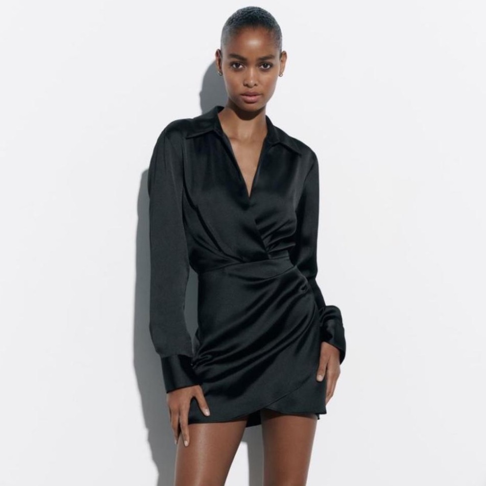 Zara Black Satin Dress - NWT